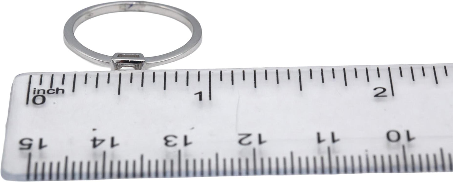 18k White Gold VS Emerald Cut Diamond Solitaire Band Ring 0.08CT Size 7