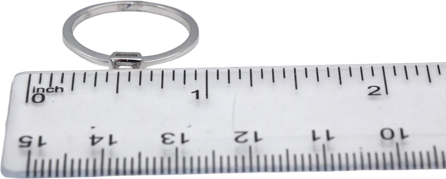 18k White Gold VS Emerald Cut Diamond Solitaire Band Ring 0.08CT Size 7