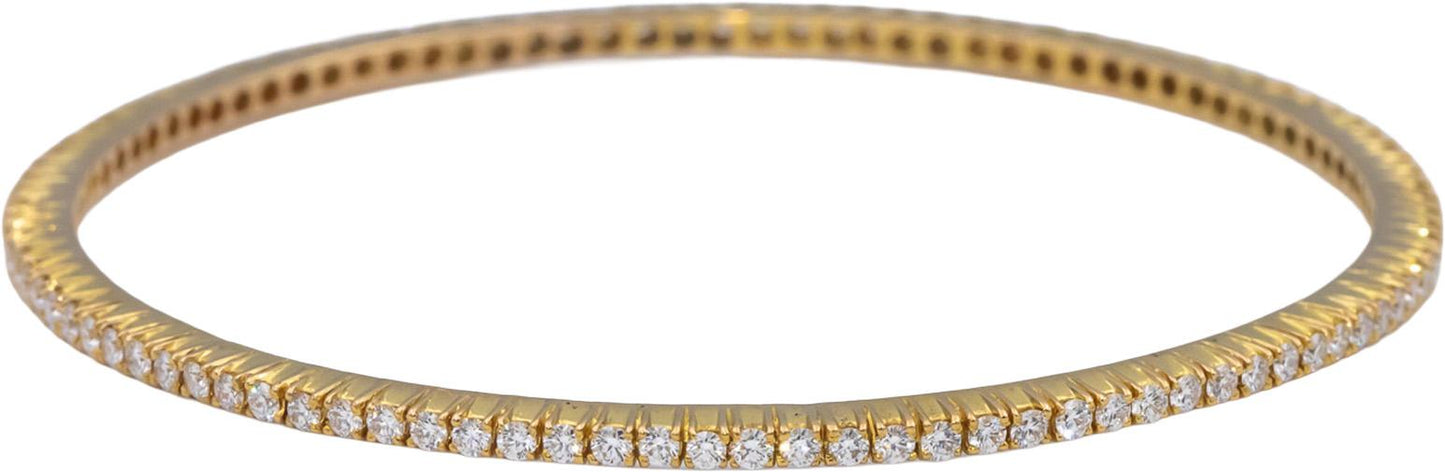 18k Yellow Gold VS Round Diamond Eternity Stackable Bangle Bracelet 2.0CT