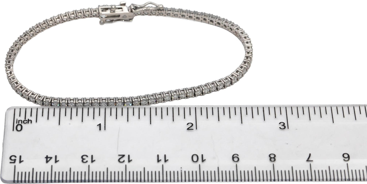 14k White Gold VS Round Diamond Tennis Bracelet 2.74CT