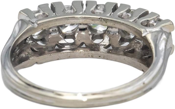 Vintage Antique 18k White Gold Round Diamond Five-Stone Band Ring 0.75CT Size 5