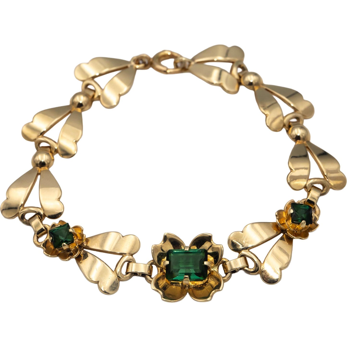 TIFFANY & CO. Vintage 14k Yellow Gold Tourmaline Fancy Link Bracelet 2.0CT