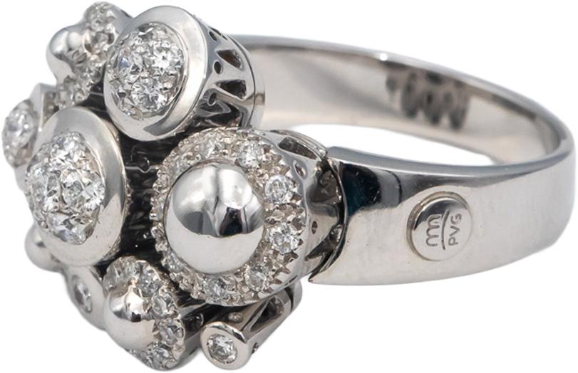 VECCHIO GIOIELLI 18k White Gold Round Diamond En-Tremblant Ring 1.0CT Size 7.5