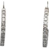 10k White Gold Round Diamond Inside Out Hoop Earrings 1.50CT
