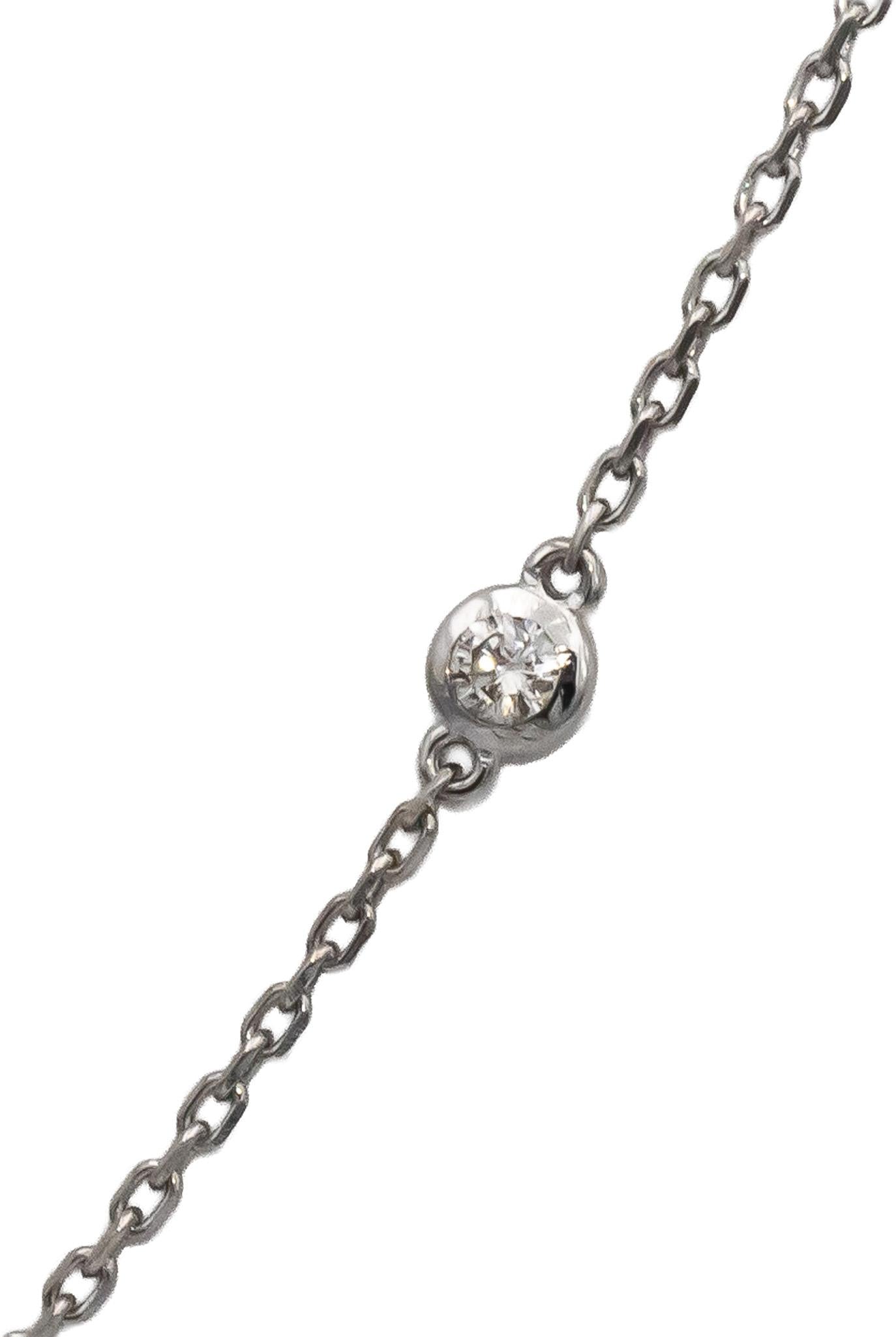 14k White Gold Round Diamond By The Yard Chain Necklace 0.48CT
