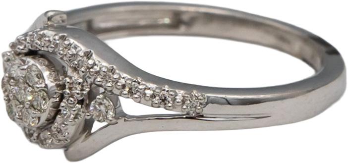 18k White Gold VS Round Diamond Cocktail Ring 0.18CT Size 6.25