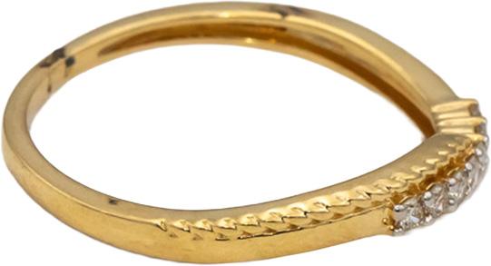 18k Yellow Gold VS Round Diamond Wavy Band Ring 0.12CT Size 6.25