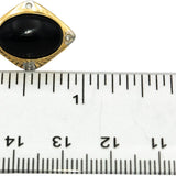 14k Yellow & White Gold Oval Cabochon Onyx and Round Diamond Earrings 0.06CT