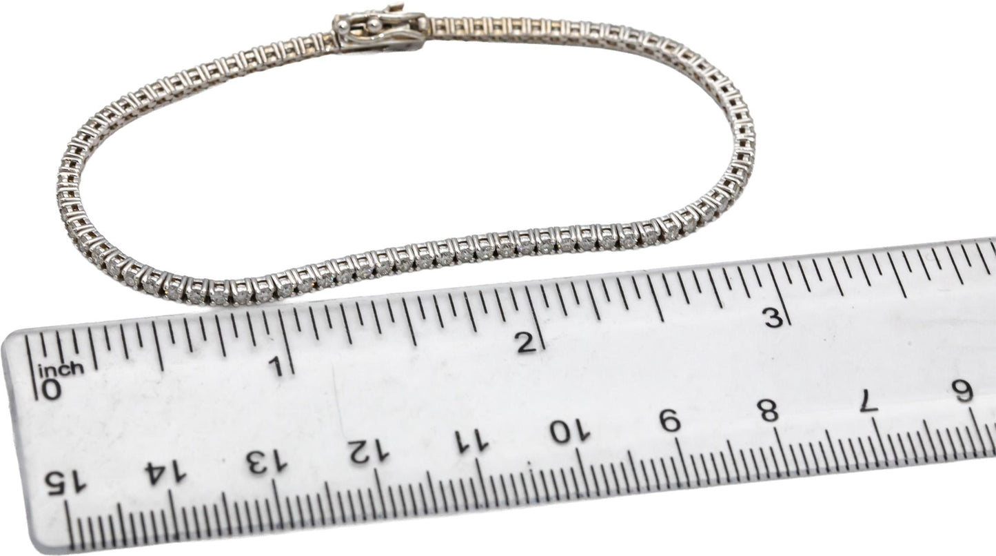 14k White Gold Round Diamond Tennis Bracelet 1.90CT
