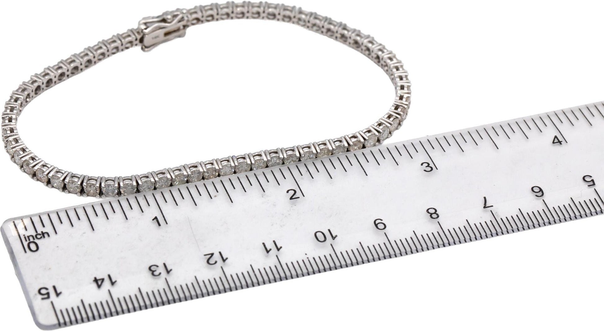14k White Gold Round Diamond Tennis Bracelet 5.49CT