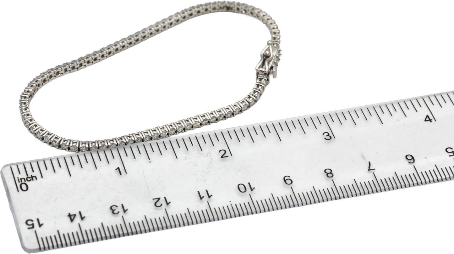 14k White Gold Round Diamond Tennis Bracelet 2.09CT
