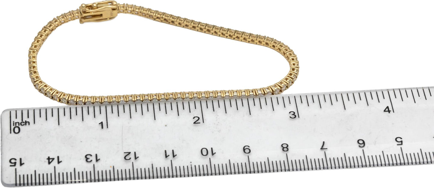 14k Yellow Gold VS Round Diamond Tennis Bracelet 2.25CT
