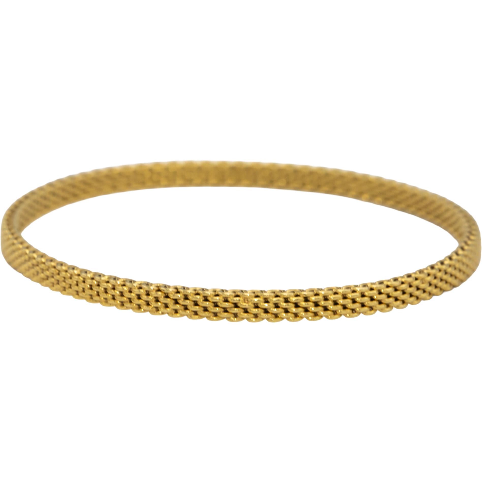 TIFFANY & CO. 18k Yellow Gold Somerset Mesh Bangle Bracelet