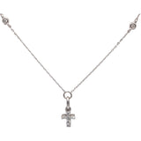10k White Gold Round Diamond By The Yard Cross Dangle Necklace 0.34CT