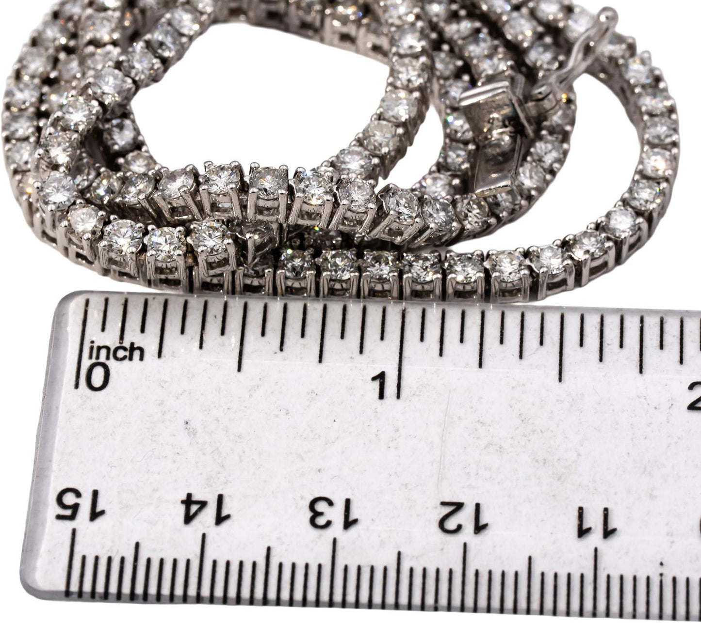 14k White Gold Round Diamond Tennis Necklace 15.0CT