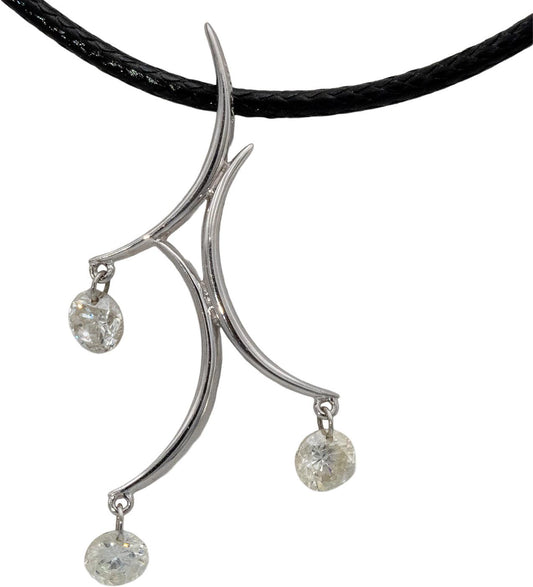 14k White Gold Round Diamond Dangle Pendant Necklace 0.73CT