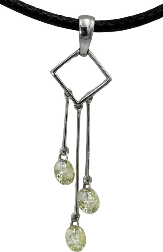 14k White Gold Round Diamond Dangle Pendant Necklace 0.55CT