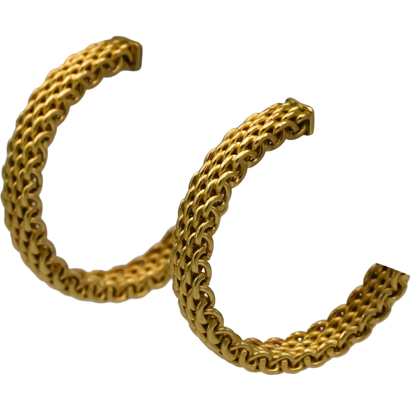TIFFANY & CO. 18k Yellow Gold Somerset Mesh Hoop Earrings