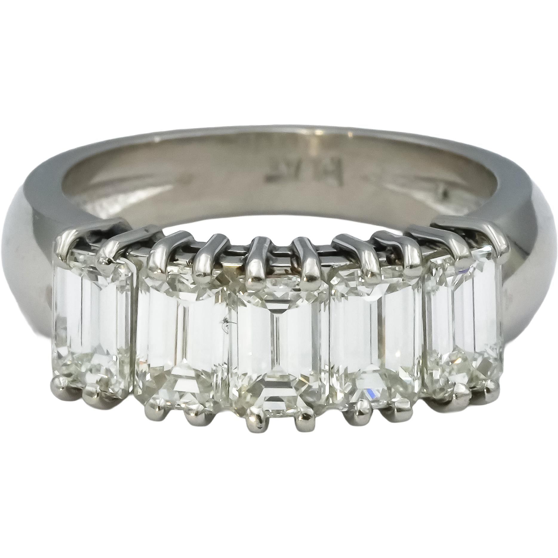 Platinum VS Emerald Cut Diamond Band Ring 2.50CT Size 6.5