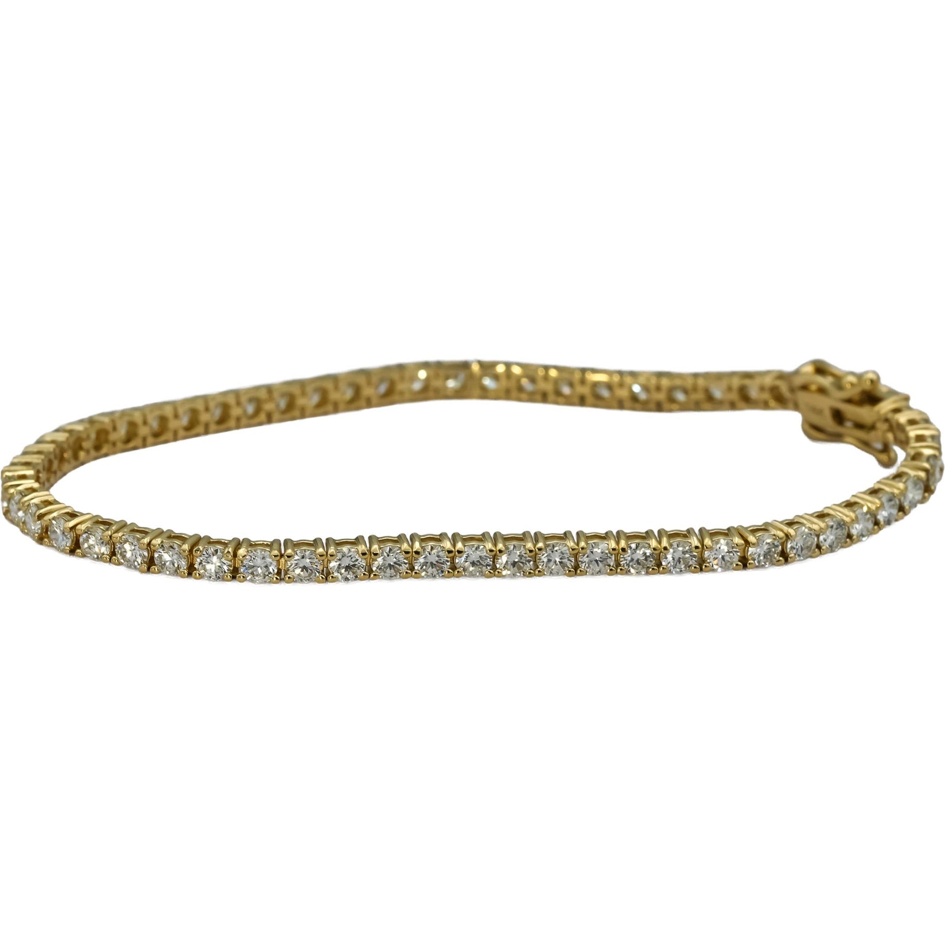 14k Yellow Gold VS Round Diamond Tennis Bracelet 4.70CT