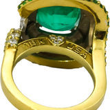 STAMBOLIAN 18k Yellow Gold Emerald and VS Diamond Cocktail Ring 10.50CT Size 8