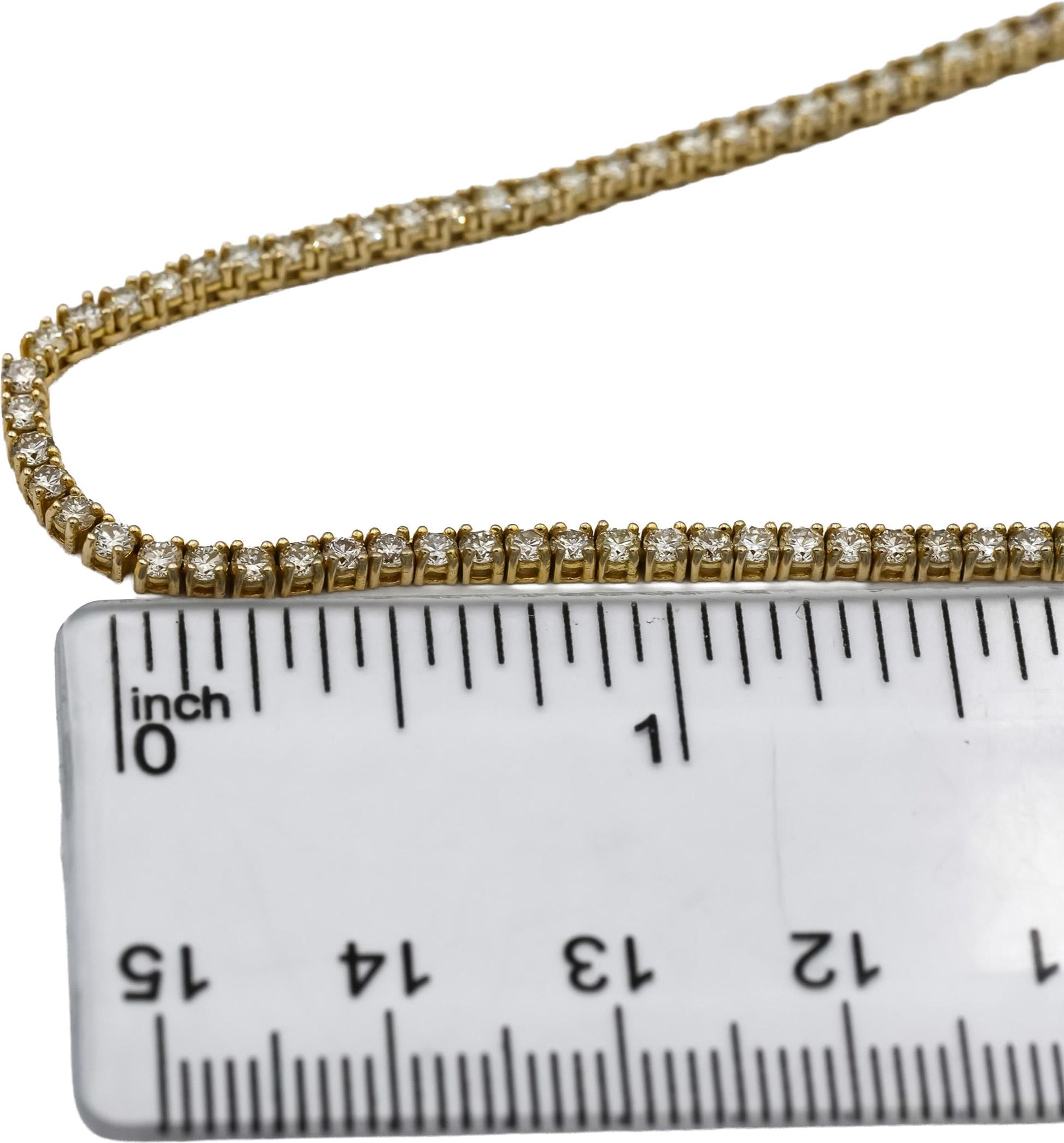 10k Yellow Gold VS Round Diamond Tennis Necklace 11.01CT