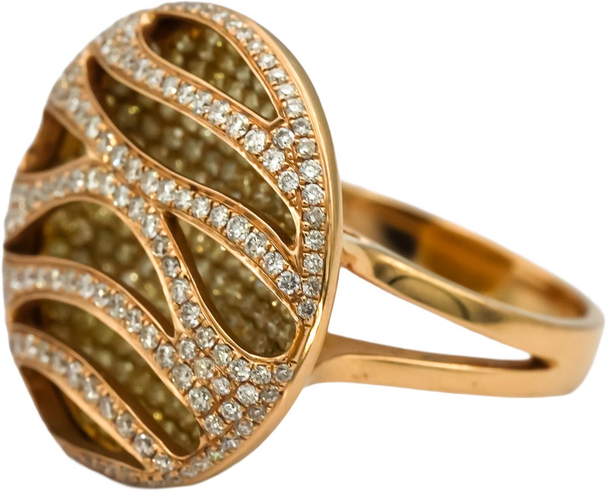 18k Rose Gold Round Diamond Pave Set Cocktail Ring 1.50CT Size 6.25