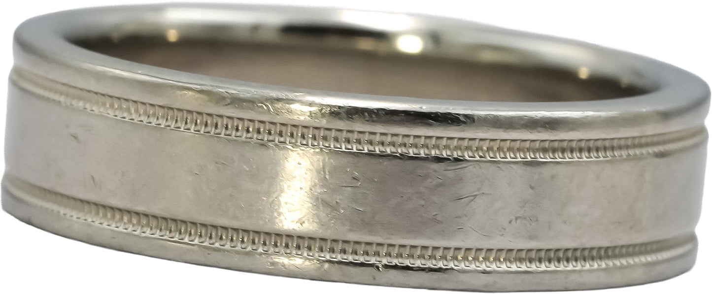 TIFFANY & CO. Platinum Together Double Milgrain Wedding Band Ring Size 9