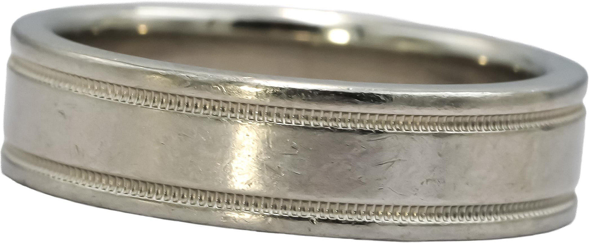 TIFFANY & CO. Platinum Together Double Milgrain Wedding Band Ring Size 9