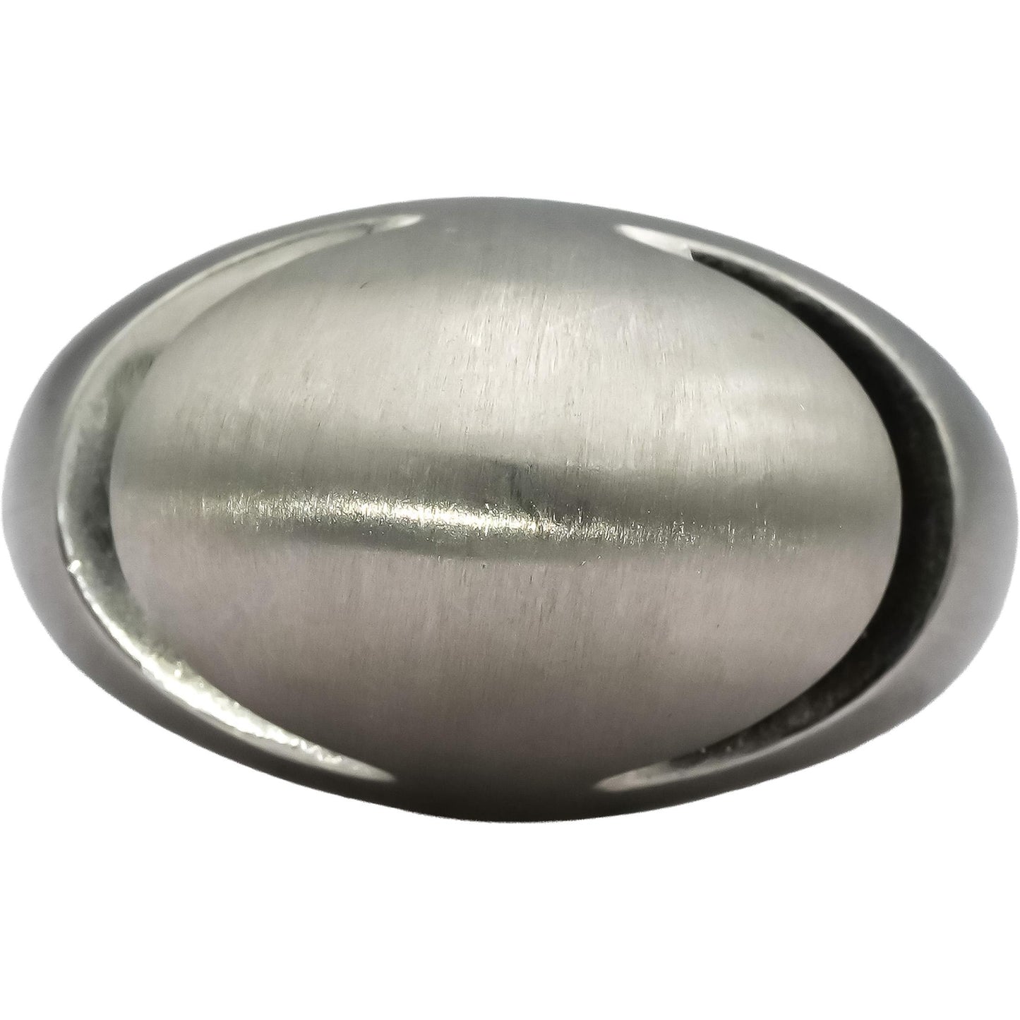 BVLGARI 18k White Gold Brushed Finish Cabochon Ring Size 7.75
