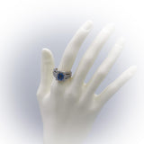 18k White Gold Blue Sapphire and Diamond Cocktail Ring 3.10CTW Size 6.75