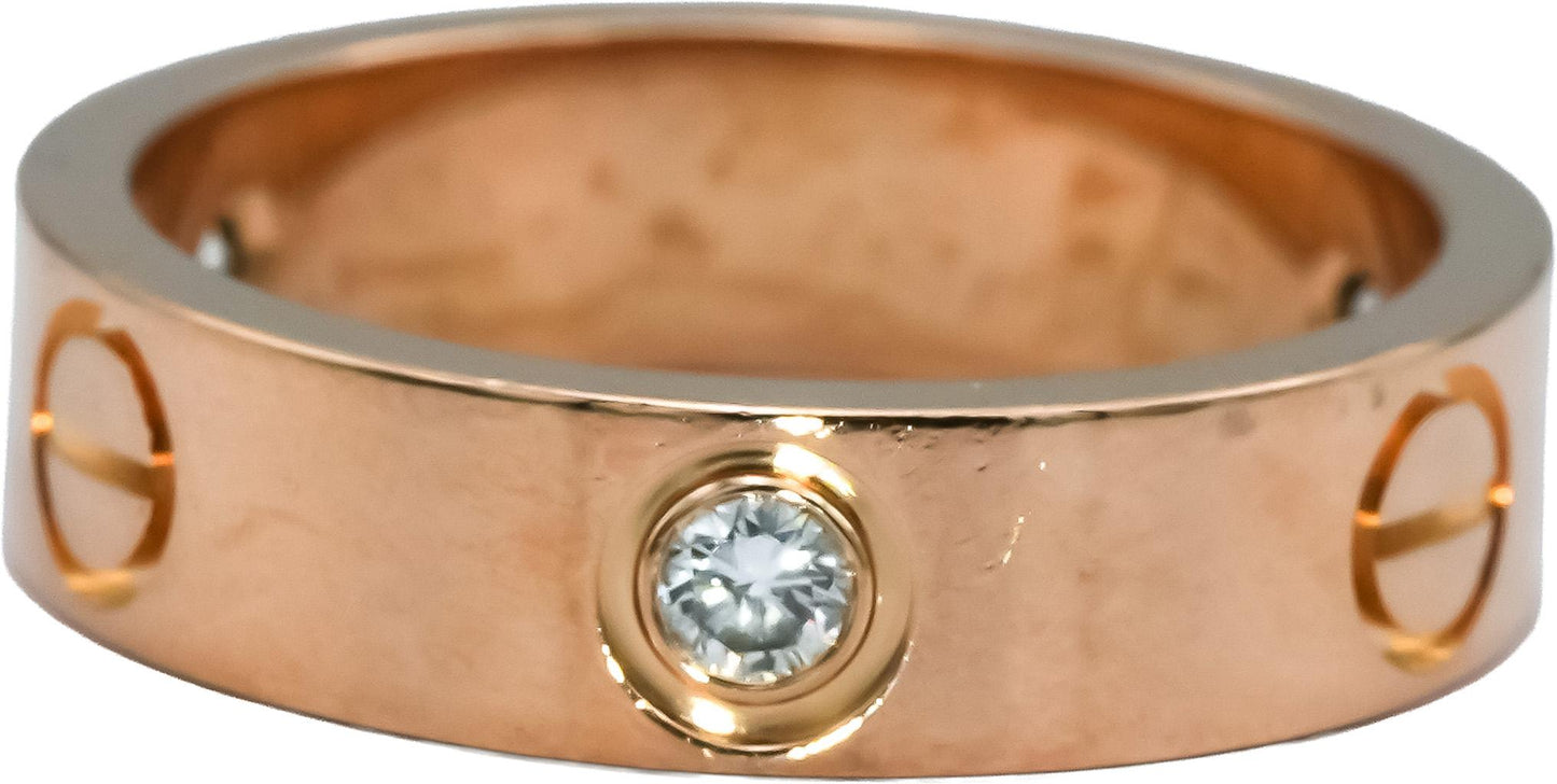 CARTIER 18k Rose Gold VS Diamond Love Screw Motif Ring 0.23CT Size 60