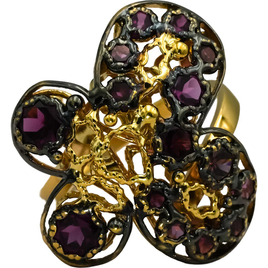 18k Yellow Gold & Rhodium Pink Tourmaline Butterfly Ring 1.25CT Size 7
