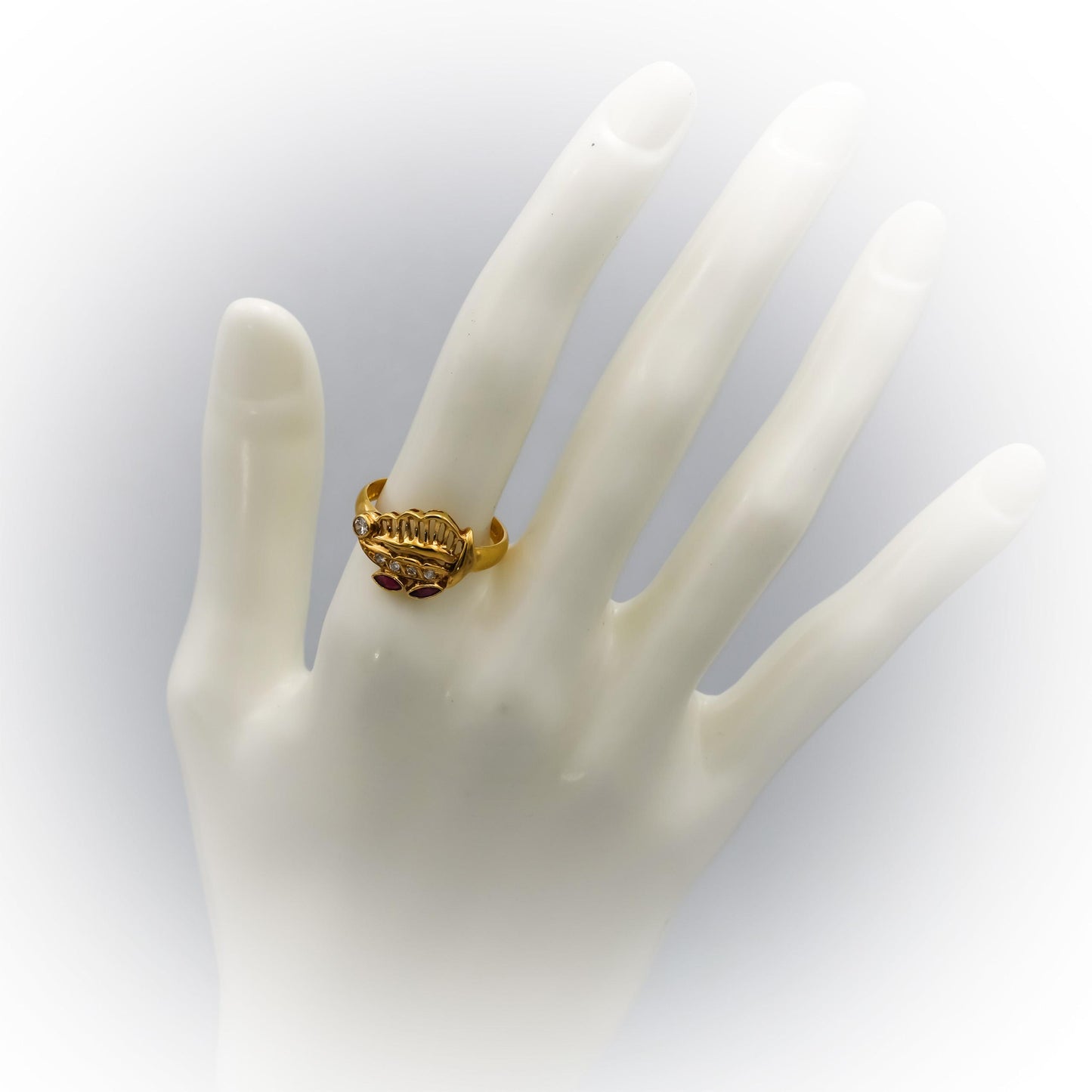 18k Yellow Gold Diamond and Ruby Cocktail Ring 0.20CT Size 8.5