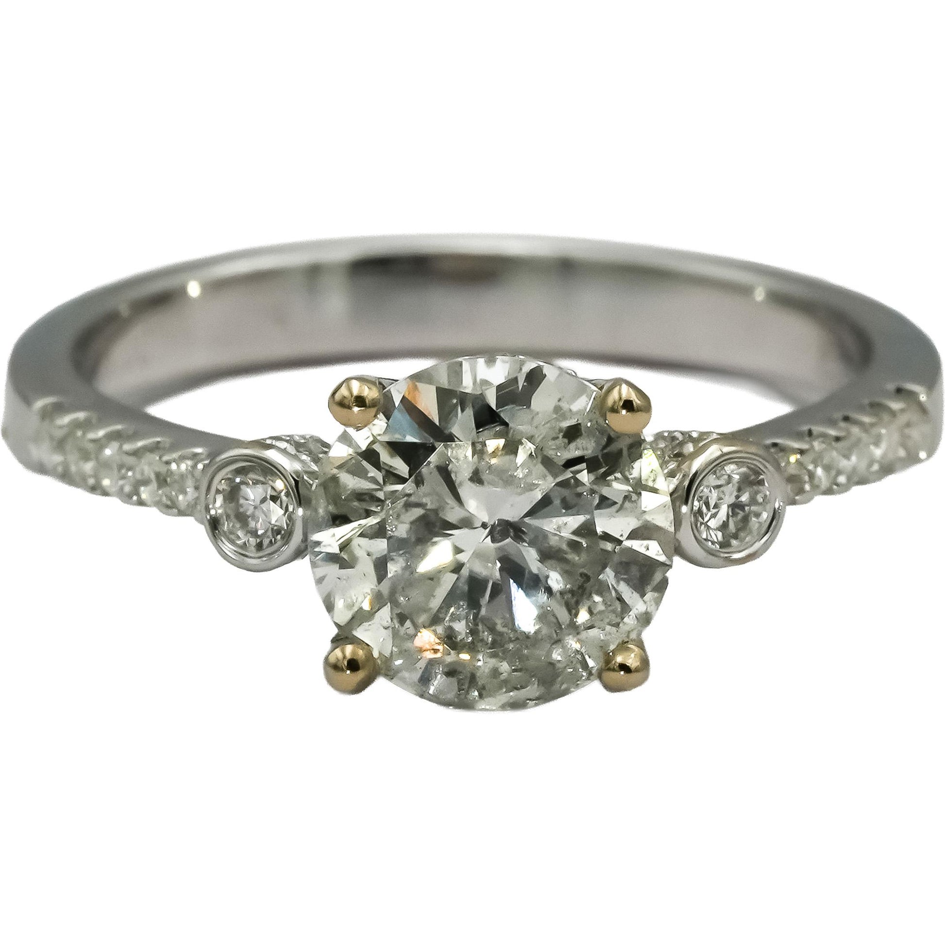 18k White Gold Round Diamond Engagement Ring 1.82CT w/ 1.60CT Center Size 6.75