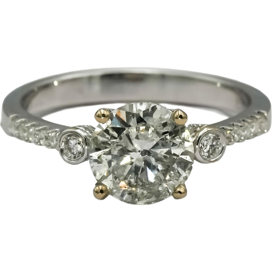 18k White Gold Round Diamond Engagement Ring 1.82CT w/ 1.60CT Center Size 6.75