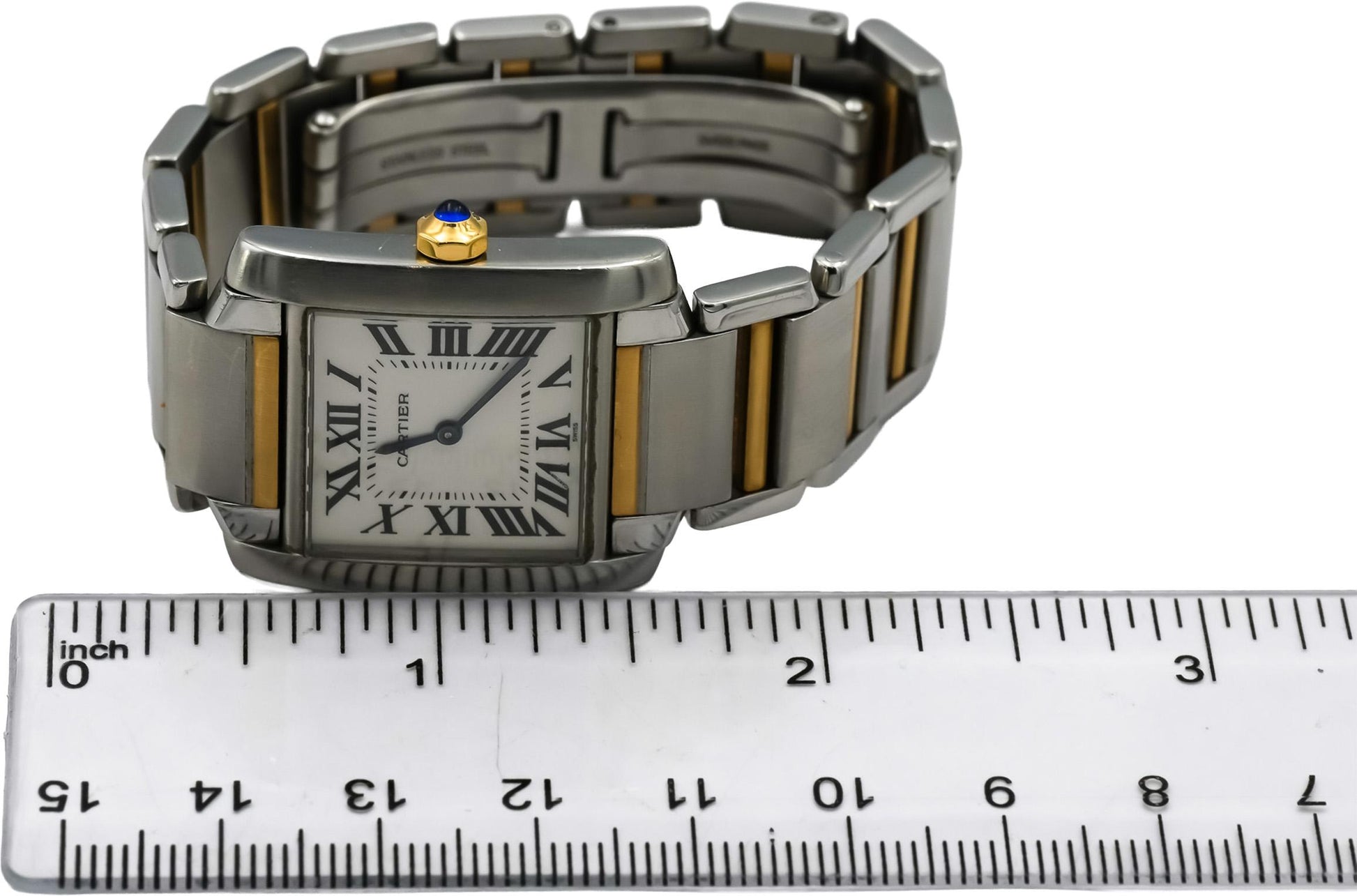 CARTIER Stainless Steel & 18k Gold Tank Françoise Small Model Quartz Watch 2384