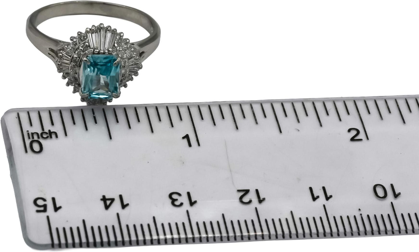 Platinum VS Diamond and Blue Zircon Cocktail Ring 1.59CT Size 7.75