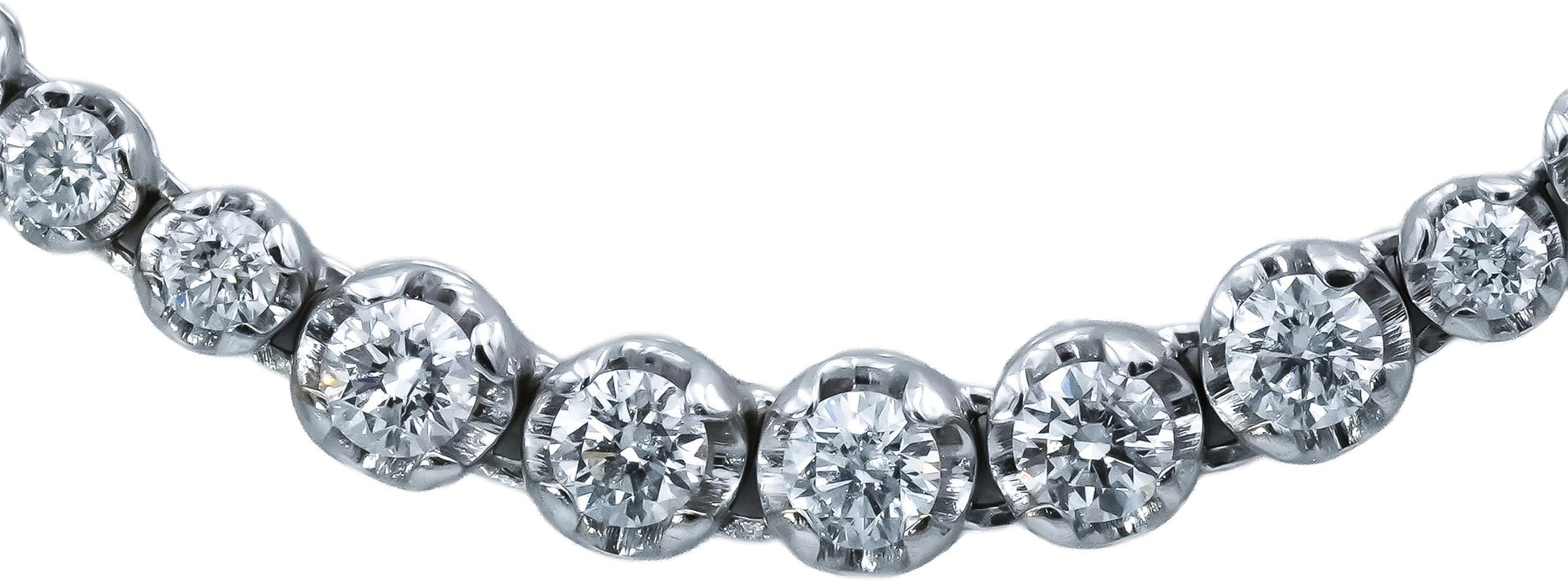 18k White Gold Round Diamond Graduated Width Riviera Necklace 3.50CT