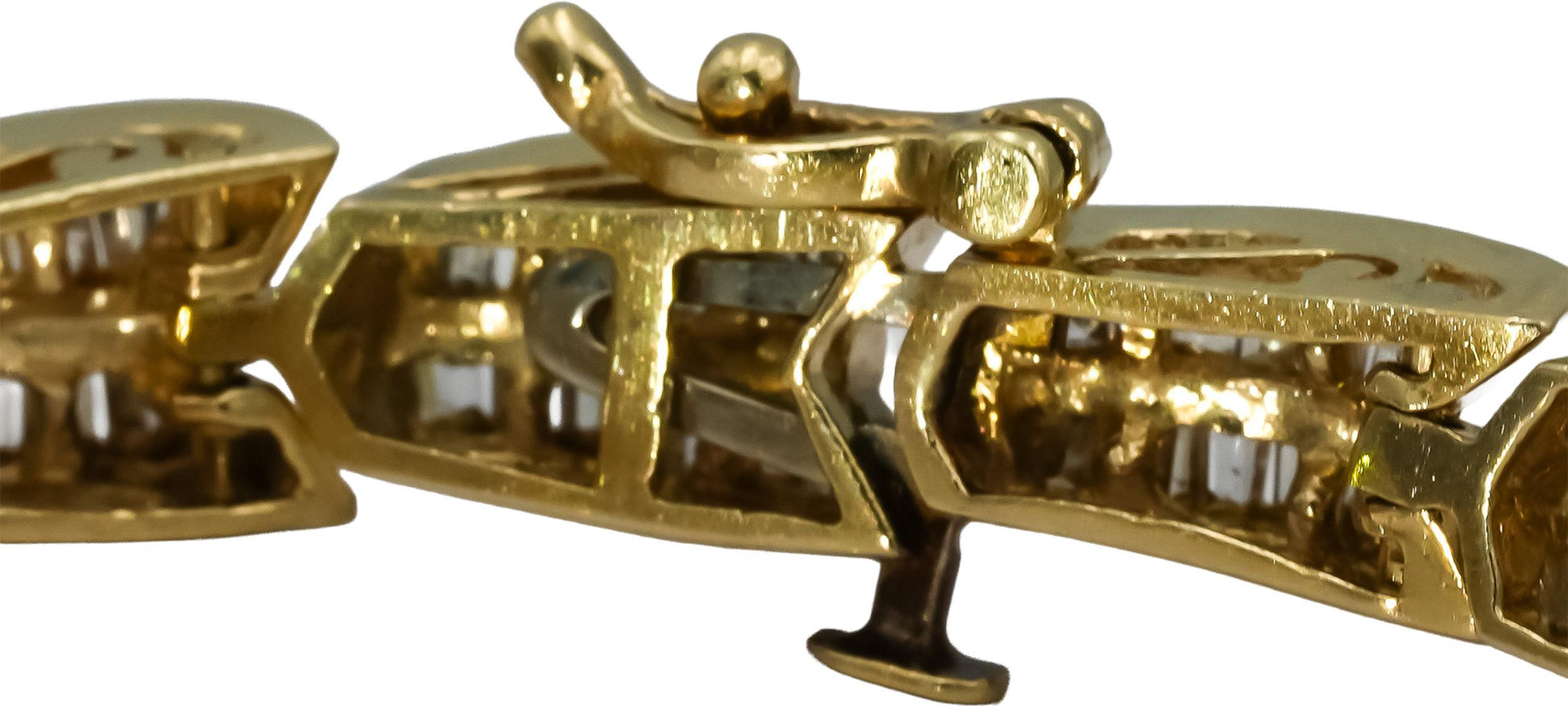 14k Yellow Gold Baguette Cut Diamond Link Bracelet 5.0CT