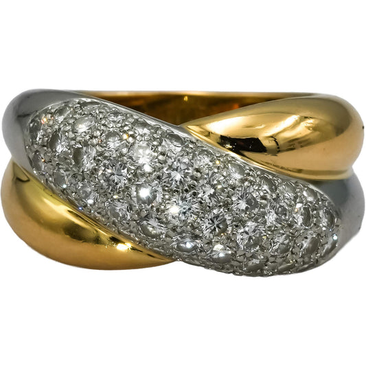 CARTIER Vintage 18k Gold Platinum Diamond Cluster Crossover Ring 1.25CT Size 6.5