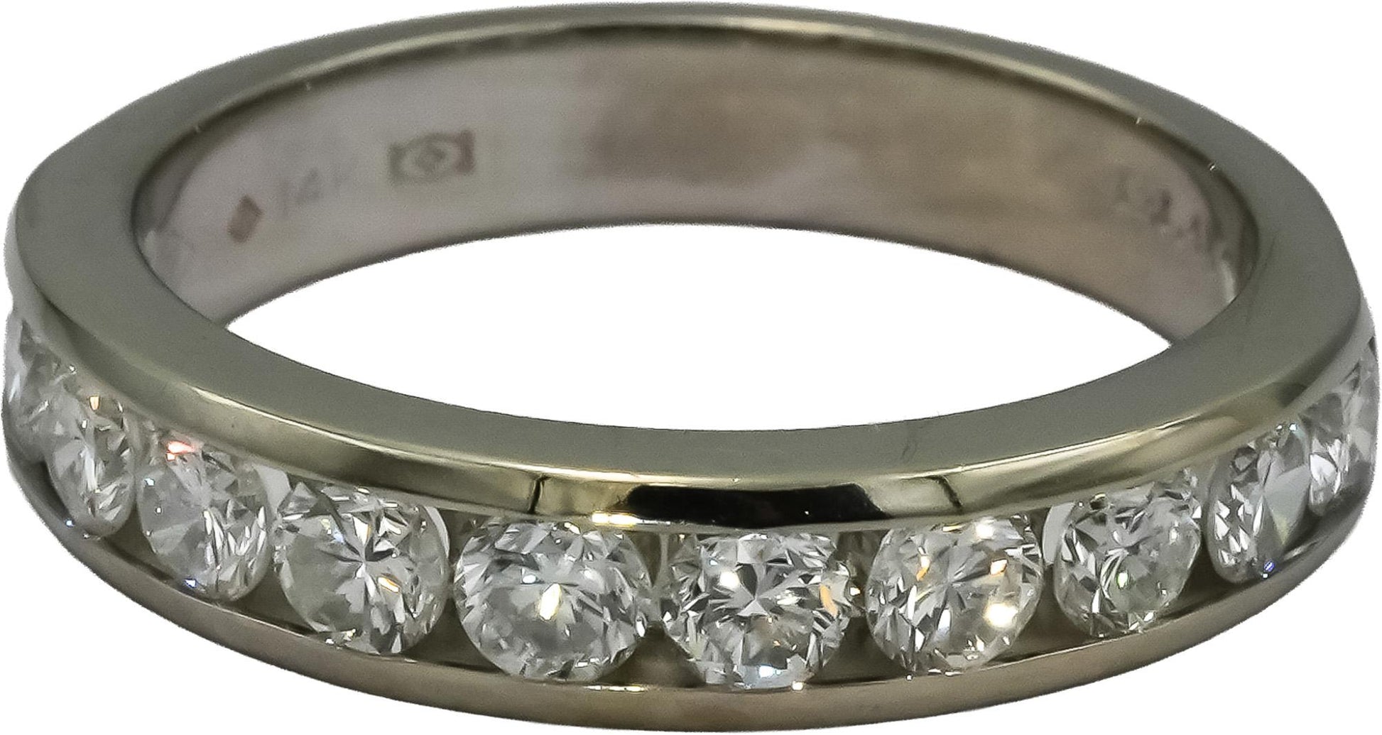 14k White Gold VS Round Channel Set Diamond Band Ring 1.0CT Size 6