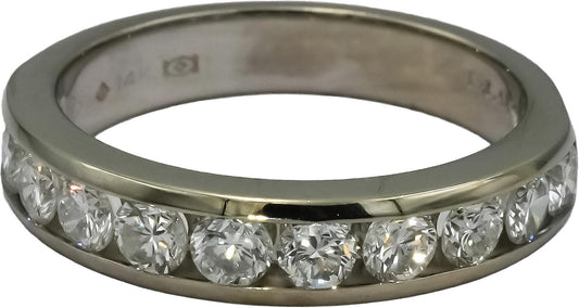 14k White Gold VS Round Channel Set Diamond Band Ring 1.0CT Size 6