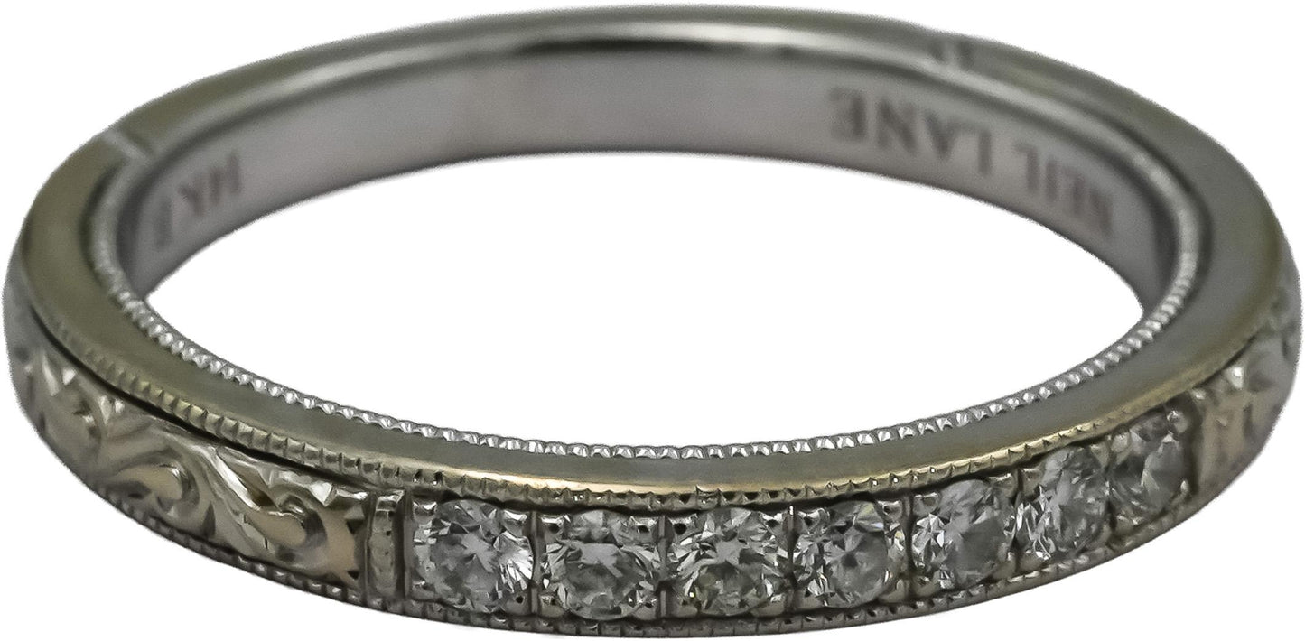 NEIL LANE 14k White Gold VS Diamond Filigree Band Ring 0.22CT Size 6.75