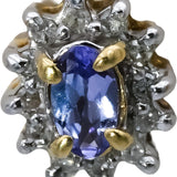 14k Yellow & White Gold Diamond and Tanzanite Stud Earrings 0.55CT