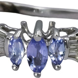 10k White Gold Marquise Tanzanite Ring 0.25CT Size 7 w/ Diamond Accents