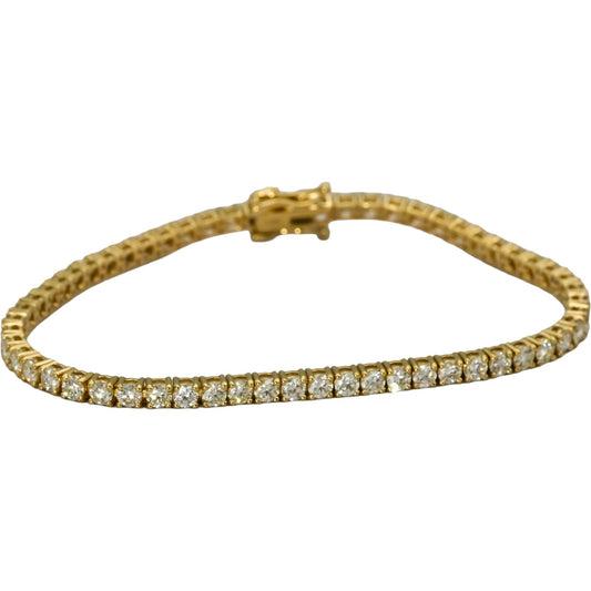 14k Yellow Gold VS Round Diamond Tennis Bracelet 5.37CT
