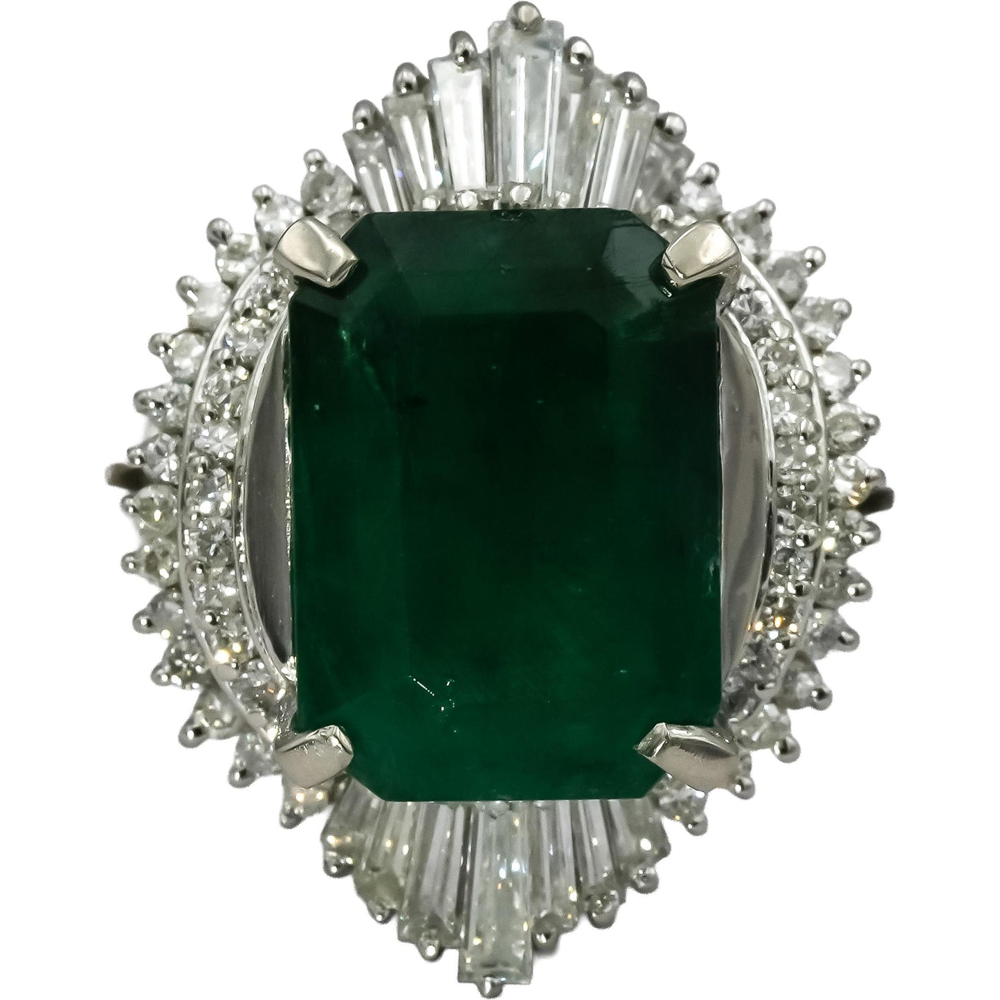 Platinum VS Diamond and Emerald Cocktail Ring 6.44CT Size 6.5