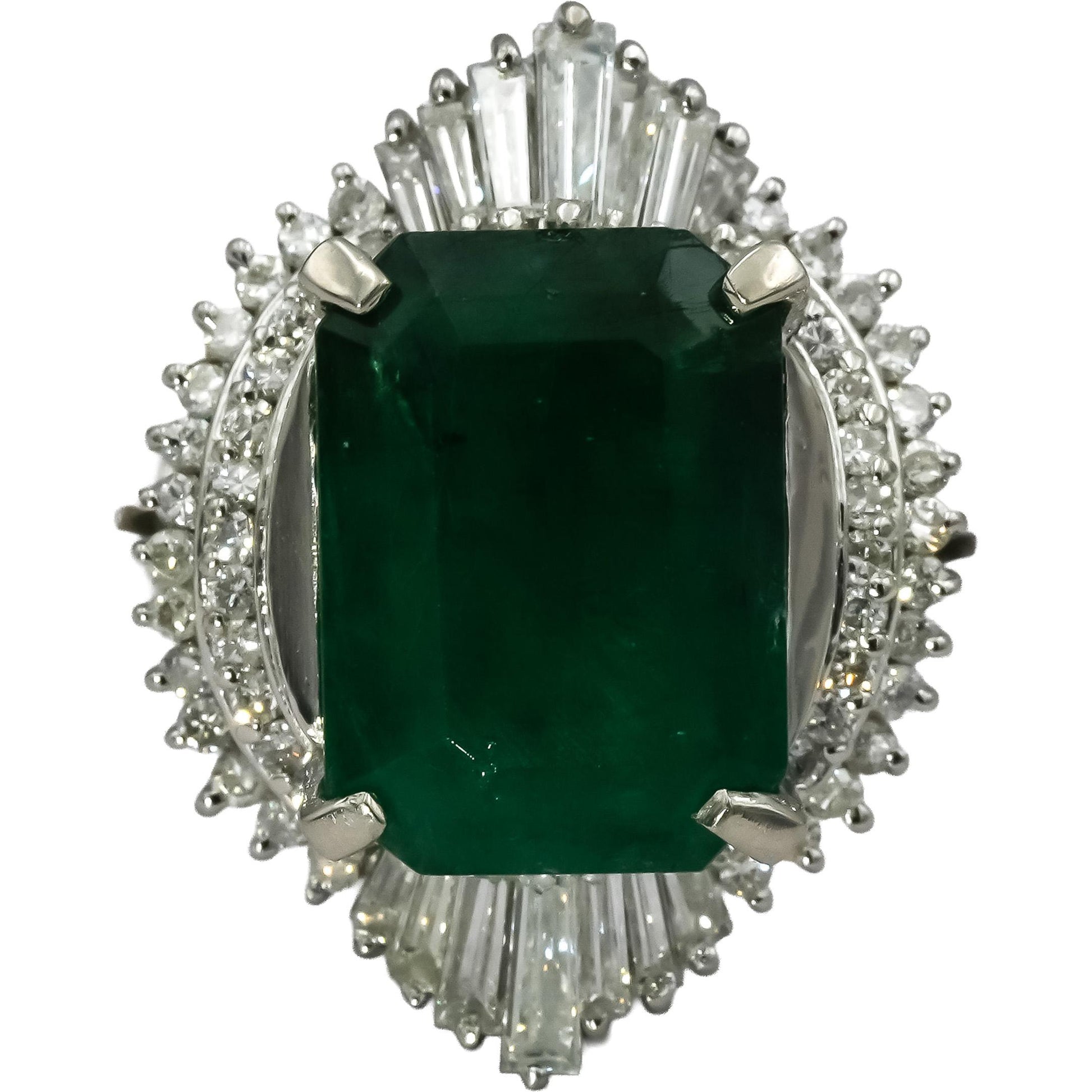 Platinum VS Diamond and Emerald Cocktail Ring 6.44CT Size 6.5