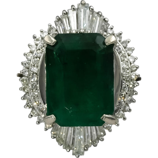 Platinum VS Diamond and Emerald Cocktail Ring 6.44CT Size 6.5